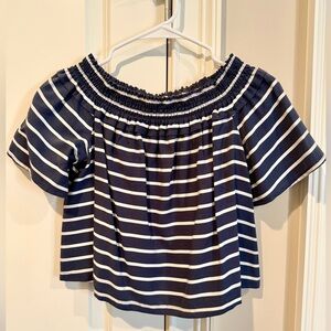 Topshop Navy and White Striped Blouse